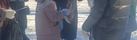 Раздача листовок в Городище воспитанниками  воскресной школы